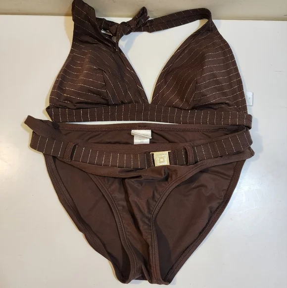 Isaac Mizrahi bown Stripes two pieces bikini set Size M - Picture 1 of 12
